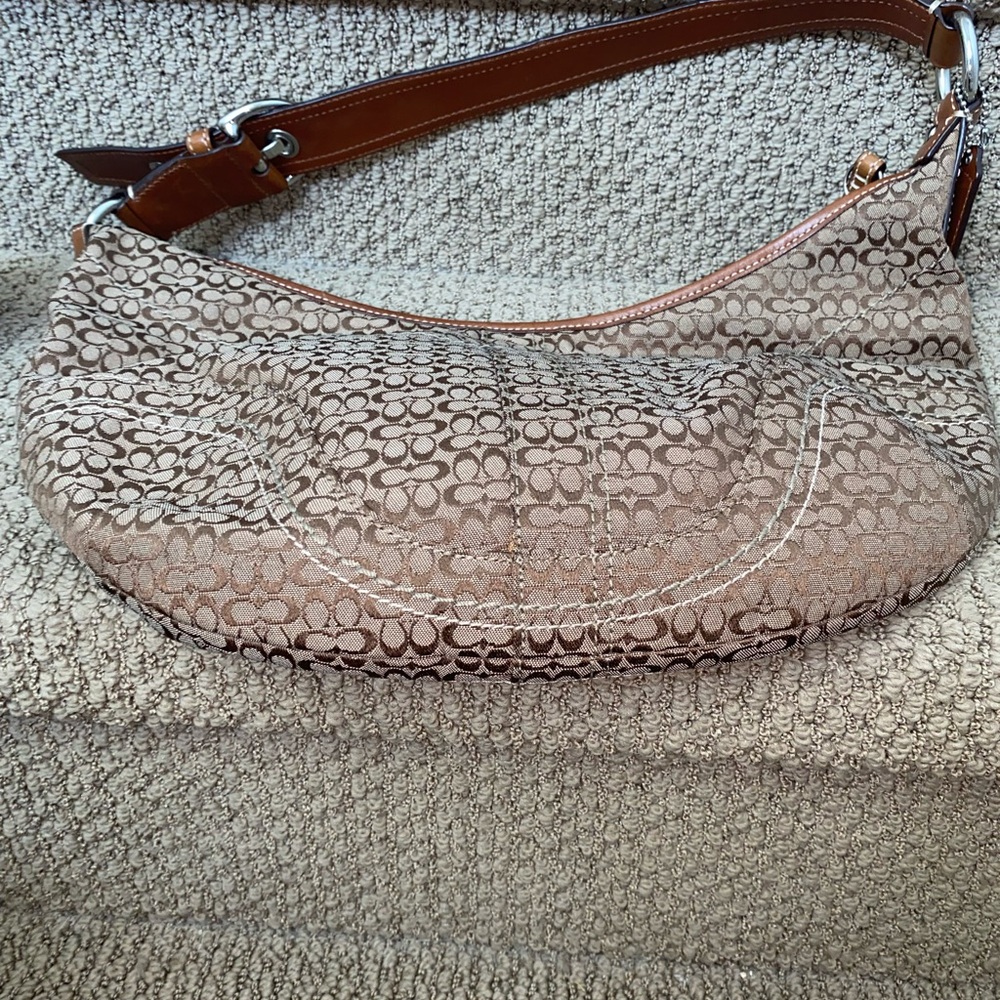 Coach Brown and Tan Monogram Shoulder Bag - Picture 3 of 8